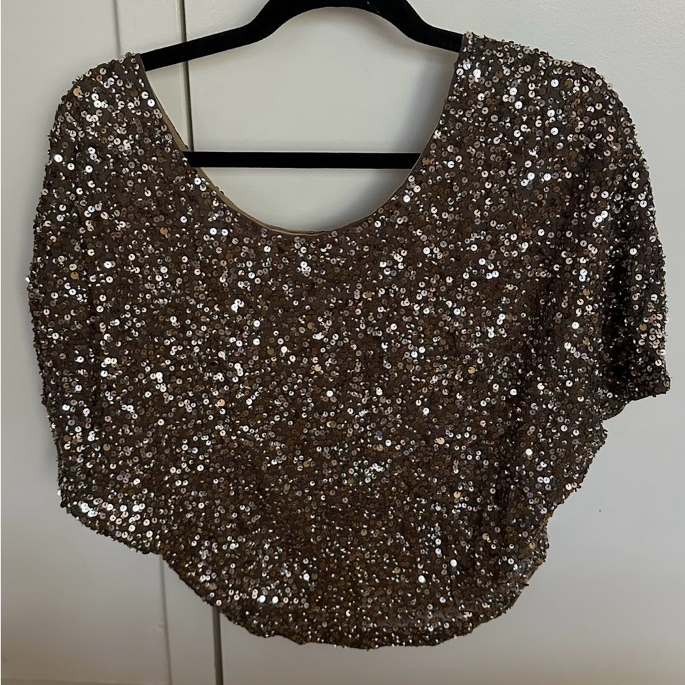 VINCE Sequin Brown Blouse XS